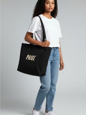 PAIGE Black Tote with Cream Logo